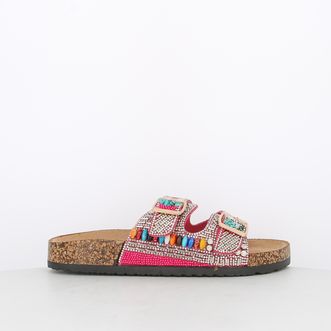 Sandali da donna con fibbie e pietre multicolor