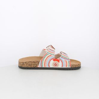 Sandali da donna con fibbie e pietre multicolor