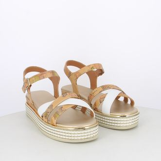 Sandali da donna bicolor con dettagli geo classic