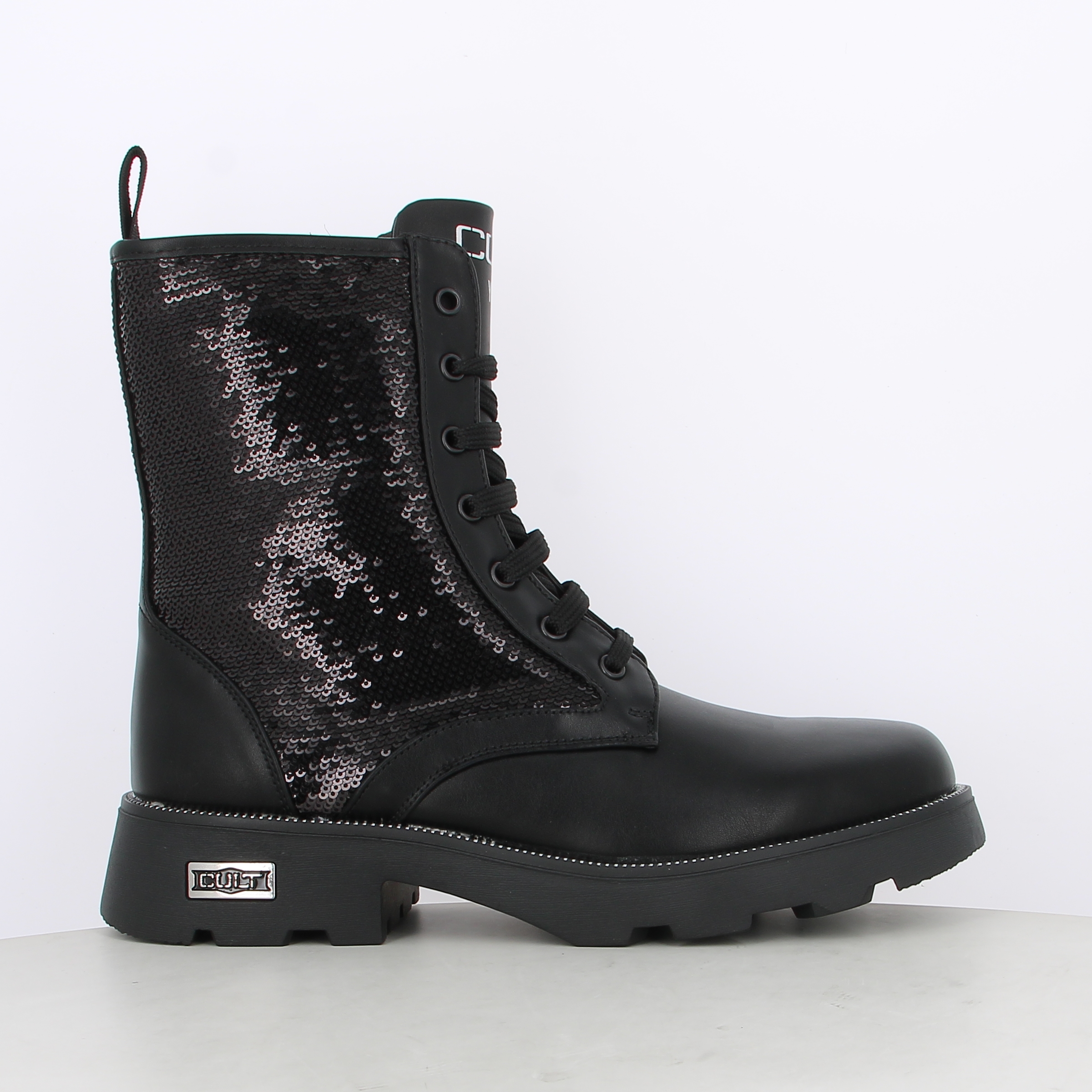 Cult Anfibi con paillettes, Anfibi, colore BLACK, taglia 40