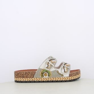 Sandali da donna doppia fascia con perline
