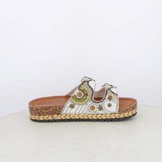Sandali da donna doppia fascia con perline