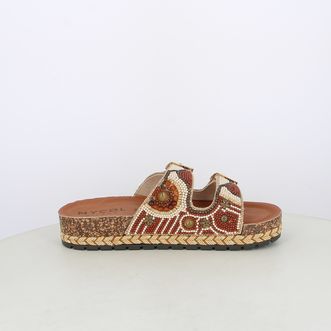 Sandali da donna doppia fascia con perline
