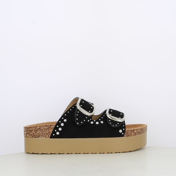 Sandali da donna platform doppia fascia con borchie
