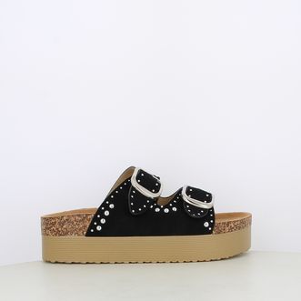 Sandali da donna platform doppia fascia con borchie