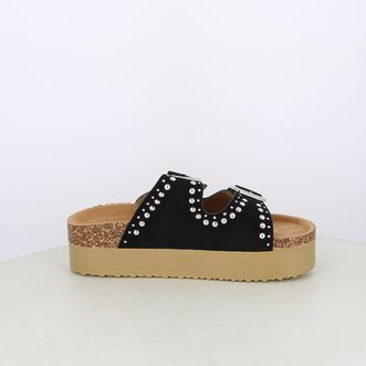Sandali da donna platform doppia fascia con borchie