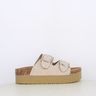 Sandali da donna platform doppia fascia con borchie