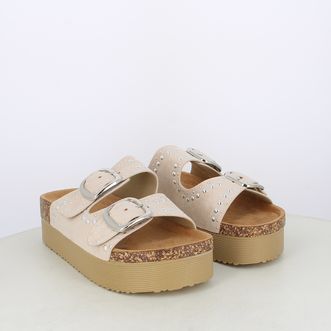 Sandali da donna platform doppia fascia con borchie