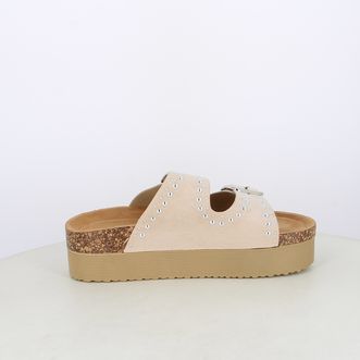 Sandali da donna platform doppia fascia con borchie