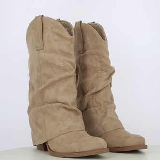 Stivali camperos texani da donna con risvolto