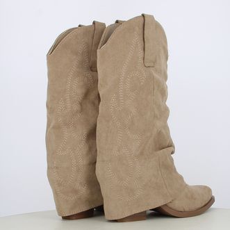 Stivali camperos texani da donna con risvolto