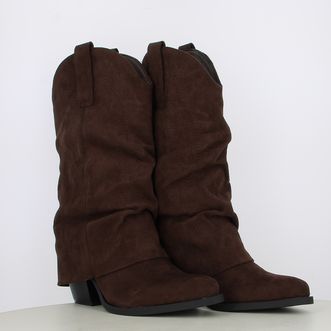 Stivali camperos texani da donna con risvolto