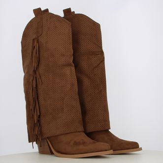 Stivaletti camperos texani da donna con risvolto