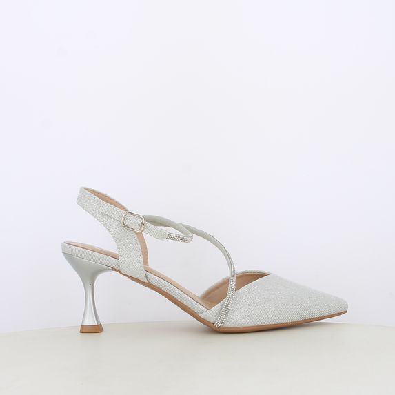 Decollete slingback da donna con cinturino e strass