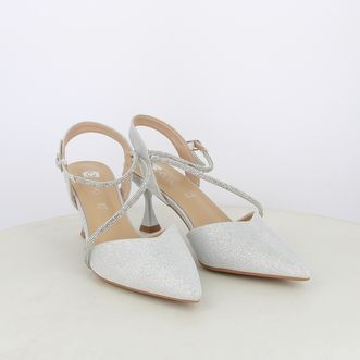 Decollete slingback da donna con cinturino e strass