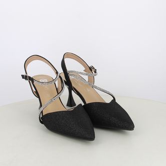 Decollete slingback da donna con cinturino e strass