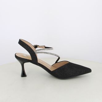 Decollete slingback da donna con cinturino e strass