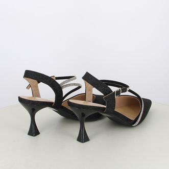 Decollete slingback da donna con cinturino e strass