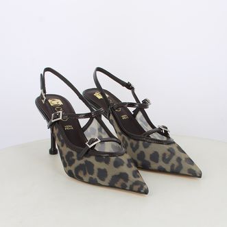 Decollete slingback da donna animalier