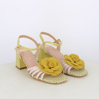 Sandali da donna bicolor con accessorio