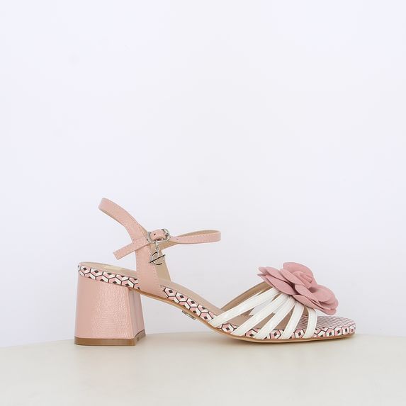 Sandali da donna bicolor con accessorio