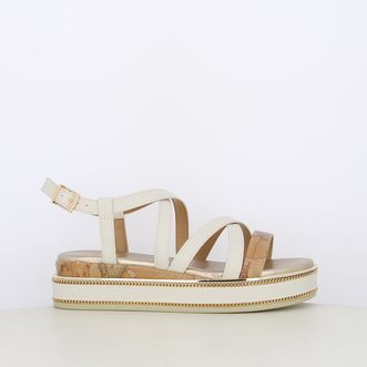 Sandali da donna bicolor con dettagli geo classic