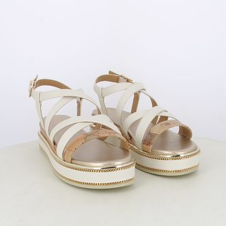 Sandali da donna bicolor con dettagli geo classic