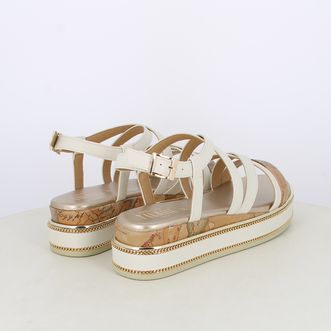 Sandali da donna bicolor con dettagli geo classic