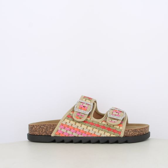 Sandali da donna doppia intrecciati multicolor