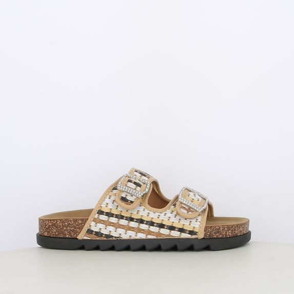 Sandali da donna doppia intrecciati multicolor