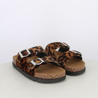 Sandali da donna doppia fascia animalier