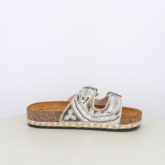 Sandali da donna doppia fascia con perline e paillettes