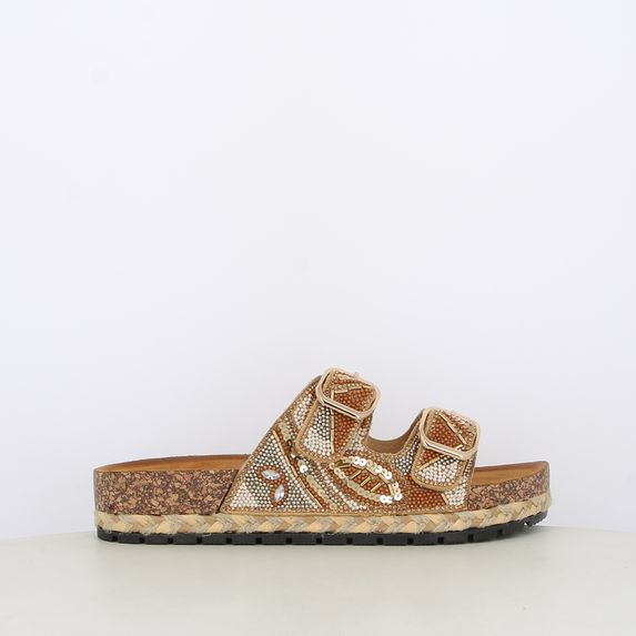 Sandali da donna doppia fascia con perline e paillettes
