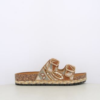 Sandali da donna doppia fascia con perline e paillettes