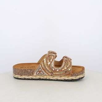 Sandali da donna doppia fascia con perline e paillettes