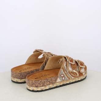 Sandali da donna doppia fascia con perline e paillettes